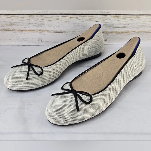 Rothy's The Ballet Flat Bow Accent Round Toe Diamond Metallic Women's Size 8.5 - Picture 3 of 14